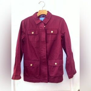 Draper James Ladies Denim Belted Jacket Burgundy, Pockets Sz. XS